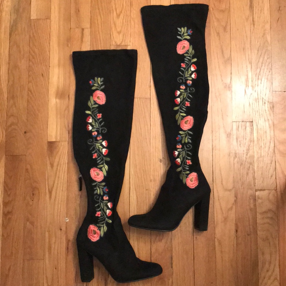Steve Madden Embroidered Over The Knee Boots